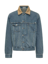 Giacca in Denim con Colletto in Velluto a Coste - Abbigliamento Uomo | $store$