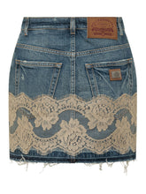 Denim Skirt with Five Pockets and Lace Insert - Dolce & Gabbana | $store$