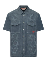 Denim Shirt with Patch Pockets and Embroidery - EXTRA EXCLUSIVE MAN | $store$