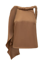 One-Shoulder Top with Twisted Collar and Draped Detail - Loulou de Saison | $store$