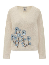 Maglia con Scollo a V e Ricamo Floreale - Abbigliamento Donna | $store$