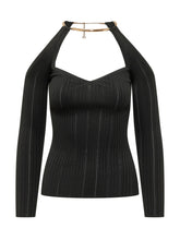 Tricot Top with Heart Neckline and Neck Detail - Elisabetta Franchi | $store$