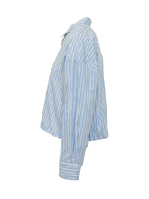 Cropped Striped Shirt with Classic Collar - New Collection | $store$