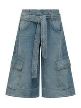 Denim Bermuda Shorts with Cargo Pockets - New Collection | $store$