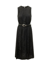 Caserta Sleeveless Dress with Belt and Jacquard Pattern - New Collection | $store$