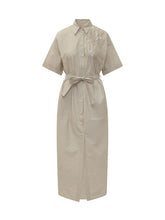 Midi Shirt Dress with Belt and Embroidery - Brunello Cucinelli | $store$