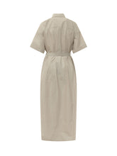 Midi Shirt Dress with Belt and Embroidery - Brunello Cucinelli | $store$