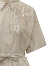 Midi Shirt Dress with Belt and Embroidery - Brunello Cucinelli | $store$