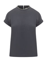 Crew Neck Top with Rolled Sleeves - Brunello Cucinelli | $store$
