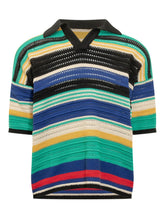 Striped Knitted Polo - Laneus | $store$