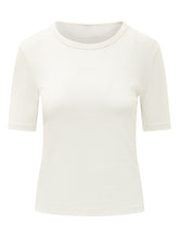 T-shirt a Coste con Logo - Abbigliamento Donna | $store$