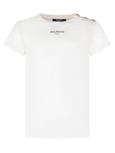 T-shirt with Front Logo and Shoulder Buttons - Balmain Kids | $store$