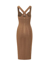 Structured Knit Midi Dress with Crossed Straps - Elisabetta Franchi | $store$