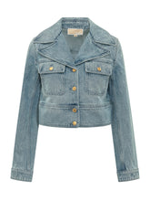 Cropped Denim Jacket with Pockets and Buttons - Michael Michael Kors | $store$