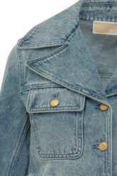 Cropped Denim Jacket with Pockets and Buttons - Michael Michael Kors | $store$