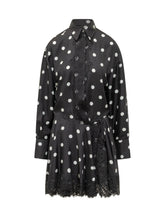 Polka Dot Dress with Lace inserts - New Collection | $store$
