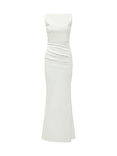 Long Dress with Boat Neck and Draped Waist - Chiara Boni | $store$