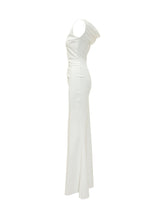 Long Dress with Boat Neck and Draped Waist - Chiara Boni | $store$