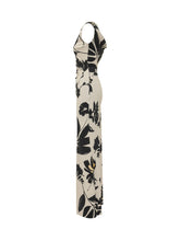 Long Dress with Boat Neck Draped Waist and Floral Pattern - Chiara Boni | $store$