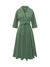 Midi Dress with Belt and Three Quarter Sleeves - New Collection | $store$