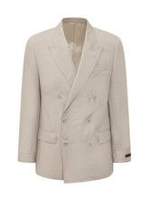 Men's Beige Double-Breasted Blazer - Boss By Beckham | $store$