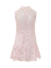 Pink Lace Mini Dress with Collar - New Collection | $store$