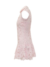 Pink Lace Mini Dress with Collar - New Collection | $store$