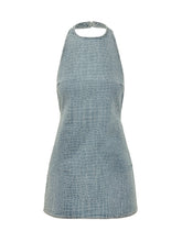 Denim Mini Dress with Croc-Effect Texture - New Collection | $store$