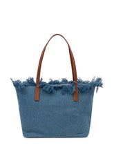 Denim Tote Bag City with Handles and Frayed Edge - Mc2 Saint Barth | $store$