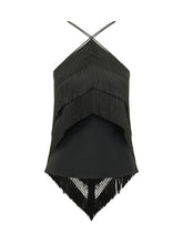Halter Top with Fringe and Asymmetrical Hem - New Collection | $store$