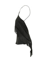 Halter Top with Fringe and Asymmetrical Hem - New Collection | $store$