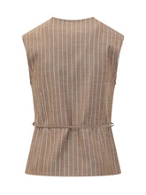 Gilet Gessato con Cintura - Abbigliamento Donna | $store$