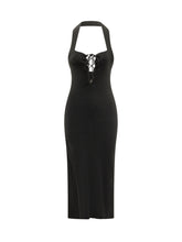 Long Dress with Straps and Front Lace Up - Akep | $store$