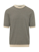 Crew Neck Short Sleeve Striped Sweater - Hosio | $store$