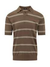 Short Sleeve Striped Polo with V Neck - Hosio | $store$