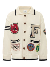 Buttoned Cardigan with Embroidered Patches - Found | $store$