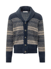 Cardigan with Shawl Collar and Geometric Pattern - Brunello Cucinelli | $store$