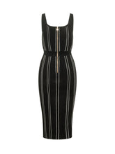 Midi Dress with Vertical Pattern - Elisabetta Franchi | $store$