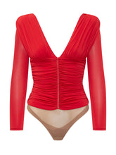 Bodysuit with V Neck and Draping - Elisabetta Franchi | $store$
