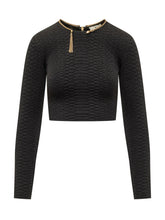Cropped Tricot Top with Geometric Pattern - Elisabetta Franchi | $store$