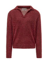 Knit Polo with Open Collar - Amaranto | $store$