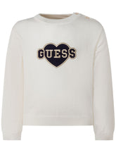 Crew Neck Sweater with Heart Applique - Guess Bambini | $store$